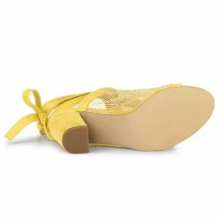 Allegra K Women's Mesh Block Heel Lace Up Sandals