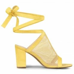 Allegra K Women's Mesh Block Heel Lace Up Sandals