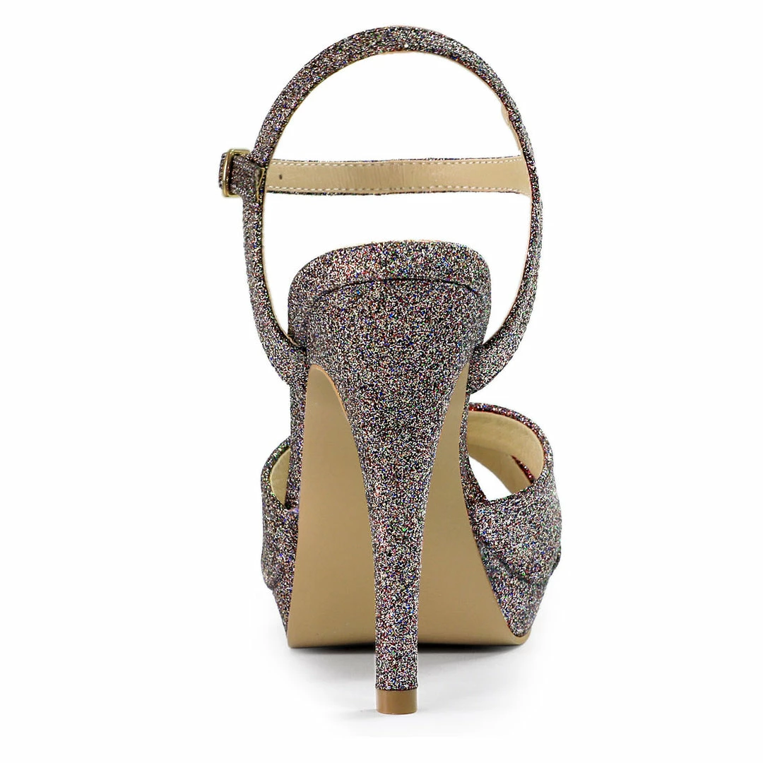 Allegra K Shoes Women's Glitter Slingback Platform Stiletto Heel Sandals 7 Allegra K Shoes Women's Glitter Slingback Platform Stiletto Heel Sandals