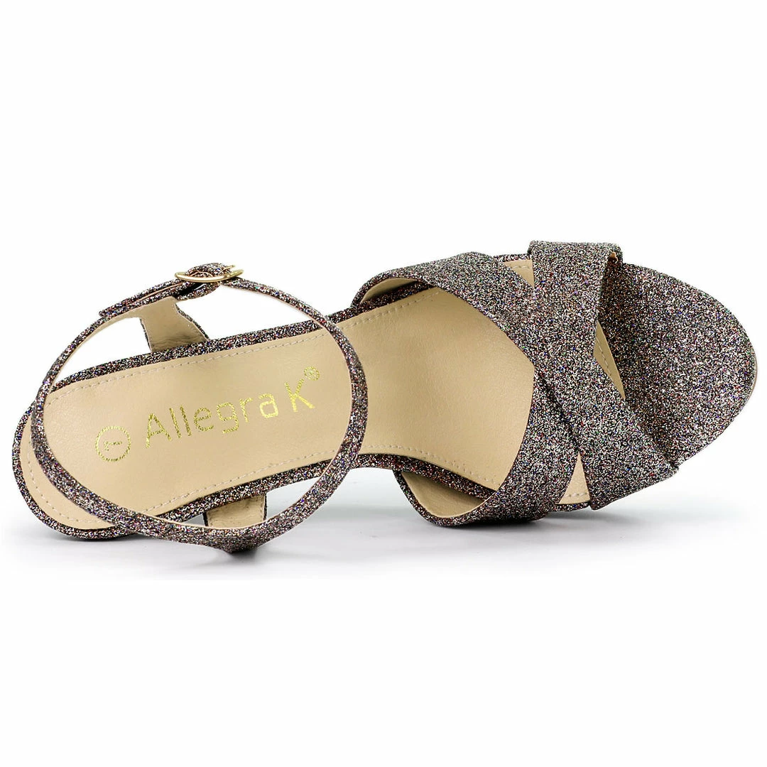 Allegra K Shoes Women's Glitter Slingback Platform Stiletto Heel Sandals 8 Allegra K Shoes Women's Glitter Slingback Platform Stiletto Heel Sandals