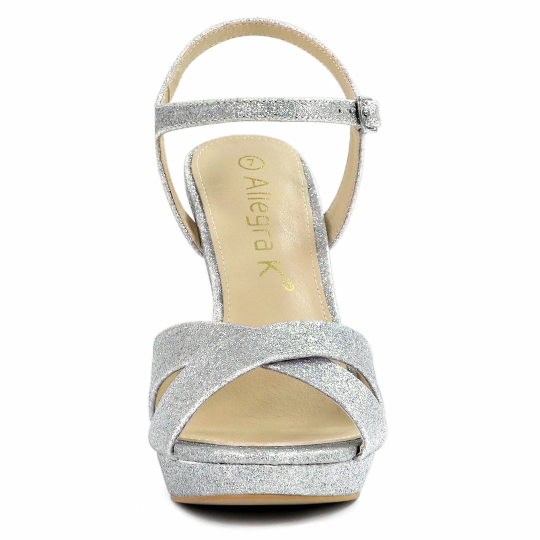 Allegra K Shoes Women's Glitter Slingback Platform Stiletto Heel Sandals 12 Allegra K Shoes Women's Glitter Slingback Platform Stiletto Heel Sandals