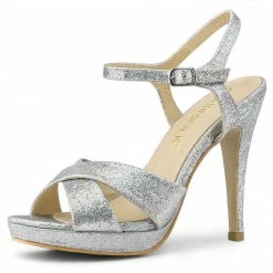 Allegra K Shoes Women's Glitter Slingback Platform Stiletto Heel Sandals 22 Allegra K Shoes Women's Glitter Slingback Platform Stiletto Heel Sandals