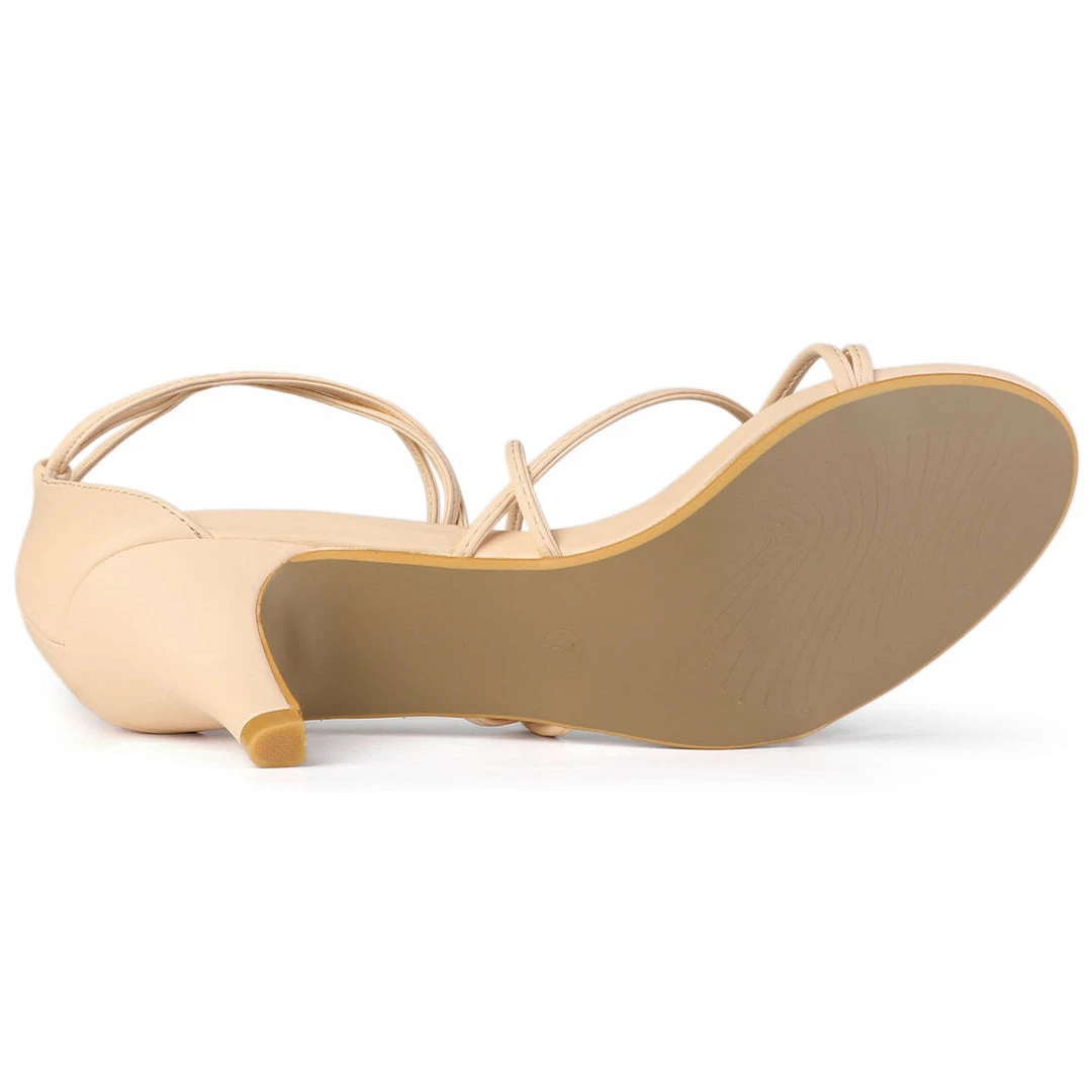 Allegra K Shoes Women's Strappy Kitten Heel Lace Up Sandals 9 Allegra K Shoes Women's Strappy Kitten Heel Lace Up Sandals