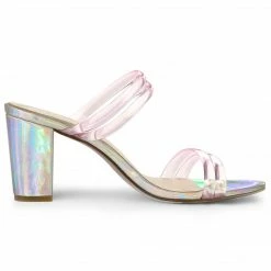 Allegra K Women's Clear Strap Heel Slide Mule Block Heel Sandal 43 Allegra K Women's Clear Strap Heel Slide Mule Block Heel Sandal