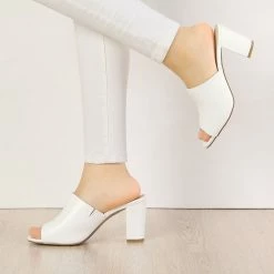 Allegra K Women's Slip On Block Heel Slide Sandals