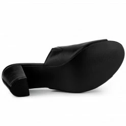 Allegra K Women's Slip On Block Heel Slide Sandals