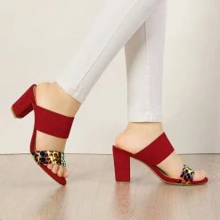 Allegra K Women's Leopard Printed Block Heeled Slide Sandals 31 Allegra K Women's Leopard Printed Block Heeled Slide Sandals