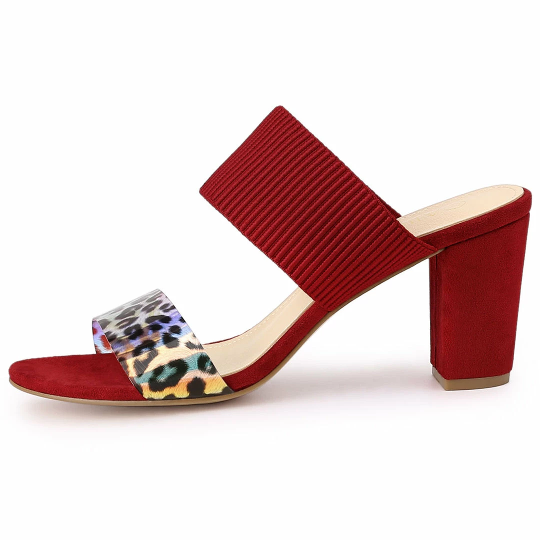 Allegra K Women's Leopard Printed Block Heeled Slide Sandals 15 Allegra K Women's Leopard Printed Block Heeled Slide Sandals