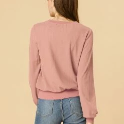 Allegra K Ribbed Pullover Sweater With Lantern Sleeves Women 85 Allegra K Ribbed Pullover Sweater With Lantern Sleeves Women