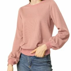 Allegra K Ribbed Pullover Sweater With Lantern Sleeves Women 82 Allegra K Ribbed Pullover Sweater With Lantern Sleeves Women