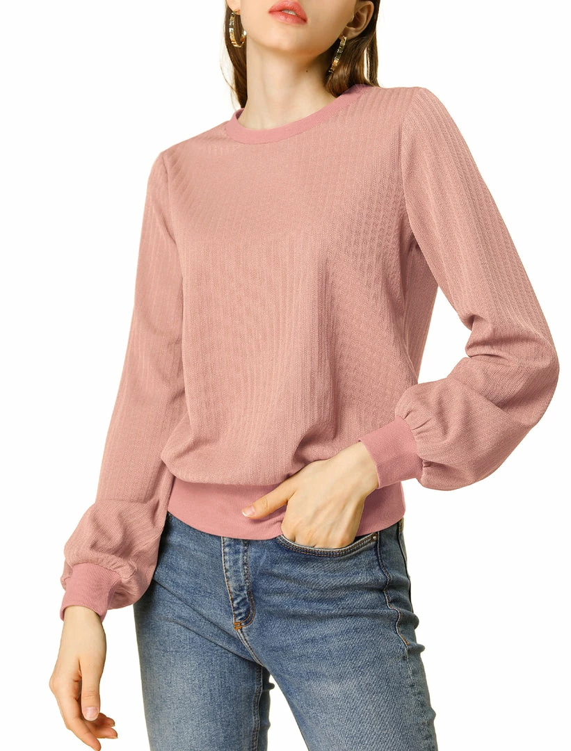 Allegra K Ribbed Pullover Sweater With Lantern Sleeves Women 16 Allegra K Ribbed Pullover Sweater With Lantern Sleeves Women