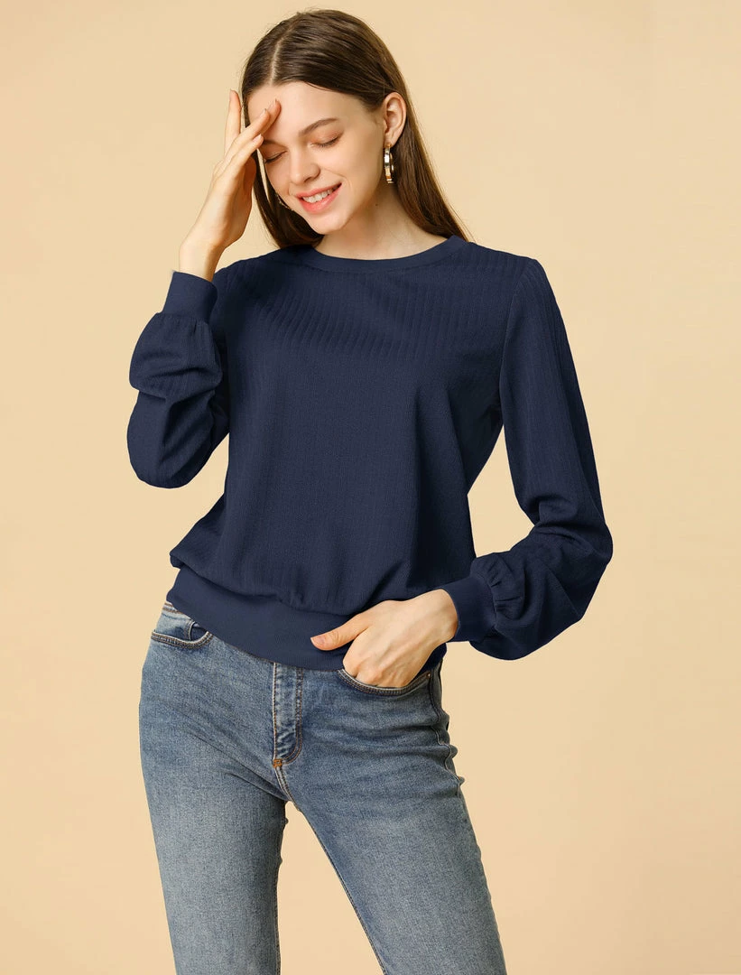 Allegra K Ribbed Pullover Sweater With Lantern Sleeves Women 11 Allegra K Ribbed Pullover Sweater With Lantern Sleeves Women