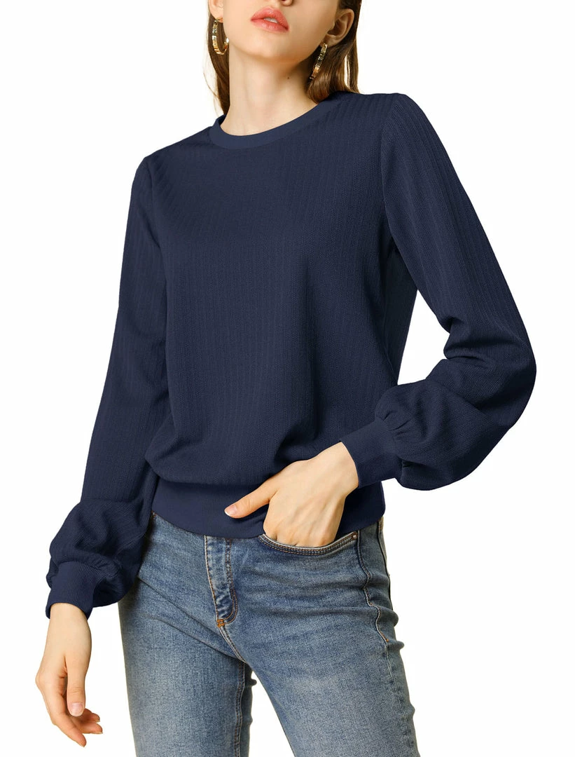 Allegra K Ribbed Pullover Sweater With Lantern Sleeves Women 10 Allegra K Ribbed Pullover Sweater With Lantern Sleeves Women