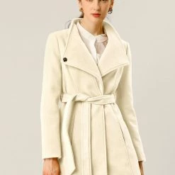 Allegra K Women's Classic Stand Collar Long Sleeve Winter Belted Long Coat 64 Allegra K Women's Classic Stand Collar Long Sleeve Winter Belted Long Coat