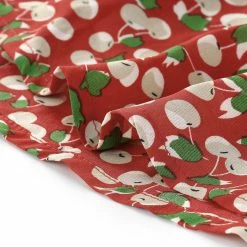 Allegra K Women's Short Sleeve Summer Casual Smock Ruffle Cherry Print A-Line Dress