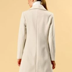 Allegra K Women's Casual Cute Turn Down Collar Slim Single Breasted Belted Coat