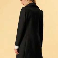 Allegra K Women's Casual Cute Turn Down Collar Slim Single Breasted Belted Coat