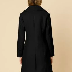 Allegra K Wide Lapel Single Breasted Coat Women
