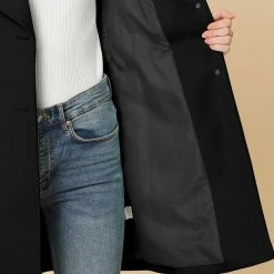 Allegra K Wide Lapel Single Breasted Coat Women