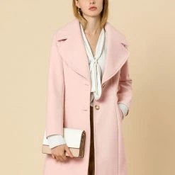 Allegra K Wide Lapel Single Breasted Coat Women