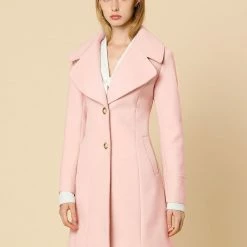 Allegra K Wide Lapel Single Breasted Coat Women