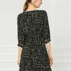 Allegra K Women's Long Sleeve V Neck Ruffle Hem Geometric Motifs Flare Chiffon Dress 26 Allegra K Women's Long Sleeve V Neck Ruffle Hem Geometric Motifs Flare Chiffon Dress