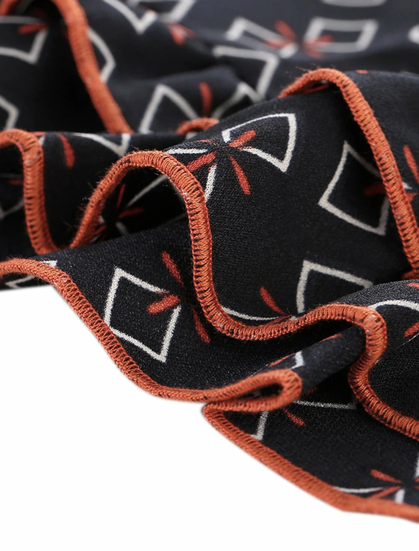 Allegra K Women's Long Sleeve V Neck Ruffle Hem Geometric Motifs Flare Chiffon Dress 15 Allegra K Women's Long Sleeve V Neck Ruffle Hem Geometric Motifs Flare Chiffon Dress