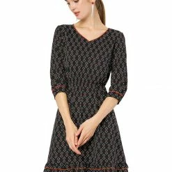 Allegra K Women's Long Sleeve V Neck Ruffle Hem Geometric Motifs Flare Chiffon Dress 28 Allegra K Women's Long Sleeve V Neck Ruffle Hem Geometric Motifs Flare Chiffon Dress