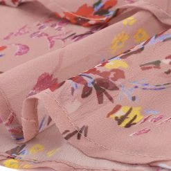 Allegra K Women's Floral Ruffled Tie V Neck Layered Vintage Chiffon Mini Dress