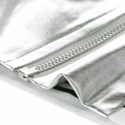 Allegra K Holographic Lightweight Bomber Jacket