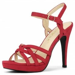 Allegra K Women's Strappy Platform Stiletto Heel Sandals Shoes