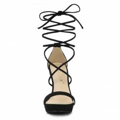 Allegra K Women's Platform Stiletto Heels Lace Up Sandals Shoes