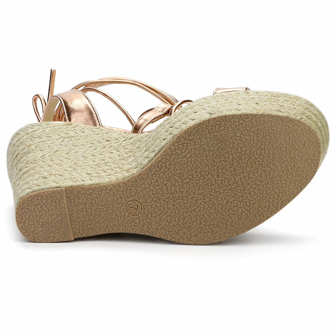 Allegra K Women's Espadrilles Platform Wedges Heel Lace Up Sandals 9 Allegra K Women's Espadrilles Platform Wedges Heel Lace Up Sandals