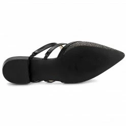 Allegra K Women's Glitter Pointed Toe Flats Mules Shoes