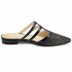 Allegra K Women's Glitter Pointed Toe Flats Mules Shoes