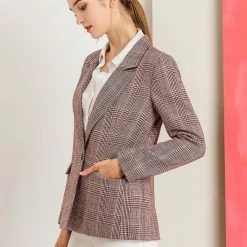 Allegra K Notched Lapel Plaid Boyfriend Blazer Jacket 71 Allegra K Notched Lapel Plaid Boyfriend Blazer Jacket