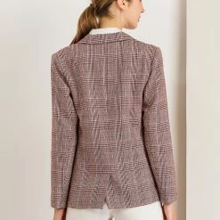 Allegra K Notched Lapel Plaid Boyfriend Blazer Jacket 72 Allegra K Notched Lapel Plaid Boyfriend Blazer Jacket