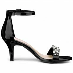 Allegra K Women's Rhinestone Ankle Strap Stiletto Heel Sandals Shoes