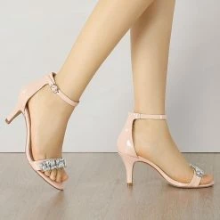 Allegra K Women's Rhinestone Ankle Strap Stiletto Heel Sandals Shoes