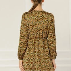 Allegra K Pleated Leopard Dress Women