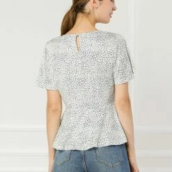 Allegra K Women's Flare Short Sleeve V-neck T-shirt Keyhole Back Top 24 Allegra K Women's Flare Short Sleeve V-neck T-shirt Keyhole Back Top