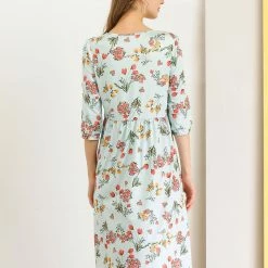 Allegra K Women's Loose Casual Floral Print Knee Length 3/4 Sleeves A-Line Dress 24 Allegra K Women's Loose Casual Floral Print Knee Length 3/4 Sleeves A-Line Dress