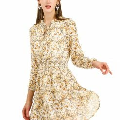 Allegra K Floral Printed Ruffled Tie V Neck Smocked Waist Dress 125 Allegra K Floral Printed Ruffled Tie V Neck Smocked Waist Dress