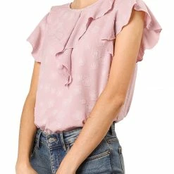 Allegra K Women's Flutter Sleeve Elegant Ruffle Neck Blouse Floral Vintage Top