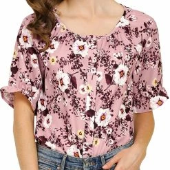 Allegra K Women's Cute Floral Print Button Down Shirt Scoop Neck Ruffled Sleeves Casual Blouse 20 Allegra K Women's Cute Floral Print Button Down Shirt Scoop Neck Ruffled Sleeves Casual Blouse