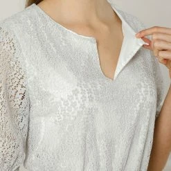 Allegra K Women's Summer Lace Half Sleeves Tie Waist Flare A-Line Dress