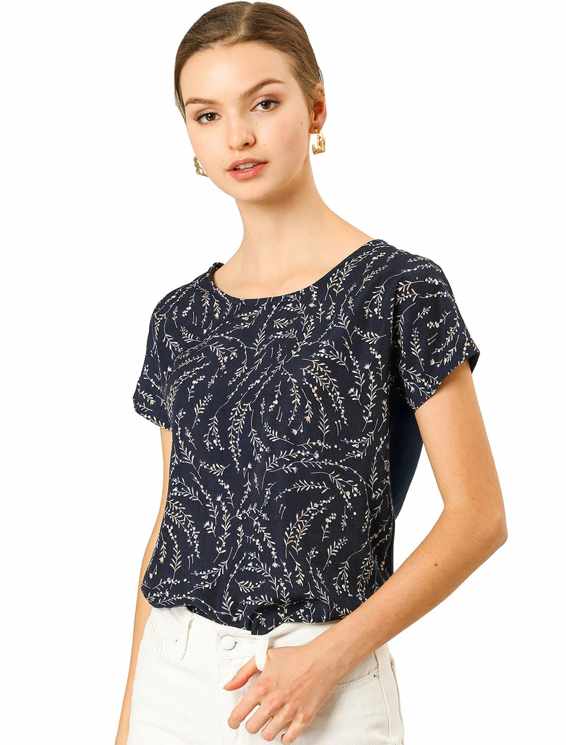 Allegra K Women's Short Sleeve Casual Patchwork Summer Top Floral Print T Shirt 7 Allegra K Women's Short Sleeve Casual Patchwork Summer Top Floral Print T Shirt