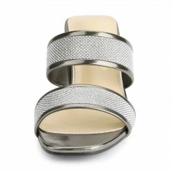 Allegra K Women's Rhinestone Square Toe Block Heel Slide Sandals Shoes