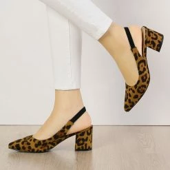 Allegra K Shoes Women's Pointed Toe Block Heel Pumps Slingback Heels 59 Allegra K Shoes Women's Pointed Toe Block Heel Pumps Slingback Heels