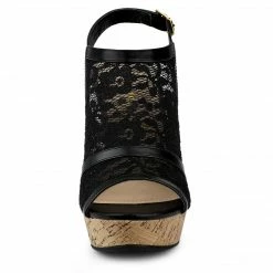 Allegra K Women's Open Toe Platform Heel Lace Wedges Sandals